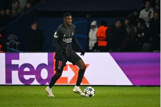 Ousmane Dembélé (PSG) durante jogo contra o Tottenham, no dia 26.11.2025 