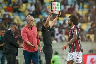 Marcelo e Mano Menezes em partida contra o Juventude, dias antes de confusão