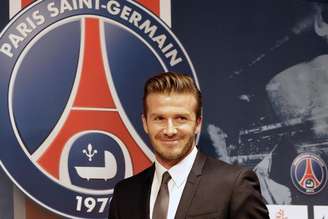 Ex-capitão da seleção inglesa David Beckham é visto durante coletiva de imprensa em Paris. Beckham fechou acordo para atuar no Paris St Germain por cinco meses, informou o clube francês nesta quinta-feira. 31/10/2013