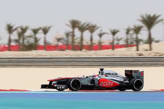 <p>Jenson Button na corrida do Bahrein de 2013</p>