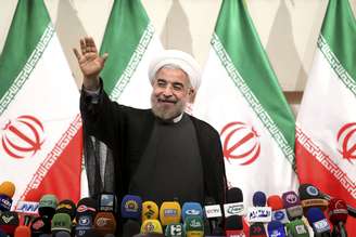 Hassan Rohani, na primeira entrevista coletiva à imprensa após sua vitória nas eleições presidenciais iranianas