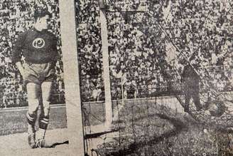 Oberdan na final do Campeonato Paulista de 1942, quando o Palmeiras superou o São Paulo e se tornou campeão