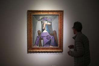 Obra de Pablo Picasso "Retrato de Mulher" (Dora Maar) exposta durante exposição de impressionistas na Christie's, em Nova York. 2/5/2014.