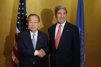 <p>Chanceler americano (à dir.) participou de um encontro com o secretário-geral das Nações Unidas, Ban Ki-moon</p>
