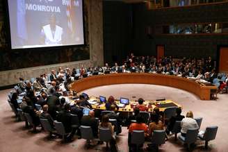 <p>Membros do Conselho de Segurança da ONU participam de uma conferência sobre o surto do ebola, no escritório da ONU em Nova York, em 18 de setembro</p>