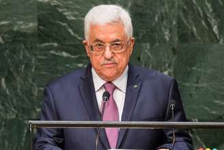 O líder palestino, Abbas, fala durante conferência nos Estados Unidos