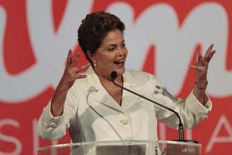 <p>Presidente e candidata à reeleição, Dilma Rousseff, durante un discurso em Brasília em 05/10</p>