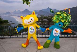 <p>Mascostes da Olimpíada do Rio 2016 durante apresentação no Rio de Janeiro</p>