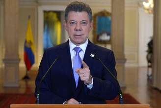 Presidente colombiano, Juan Manuel Santos, durante pronunciamento em Bogotá. 17/11/2014.