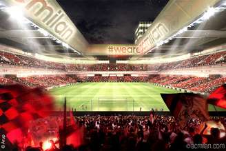 Imagem do projeto de estádio do Milan, que será construído na área de Portello, em Milão, com previsão de inauguração para a temporada 2018/2019 