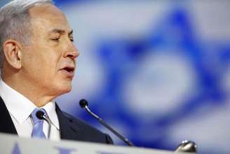 Premiê israelense Netanyahu faz discurso durante conferência em Washington. 02/03/2015.