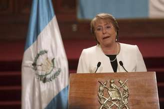 Presidente do Chile Michelle Bachelet faz discurso na Guatemala.  30/01/2015.
