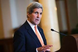 Secretário de Estado dos EUA John Kerry em discurso em Montreux. 04/03/2015. .