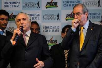 Ao lado de Cunha, Temer diz que PMDB quer ser cabeça de chapa nas eleições presidenciais de 2018