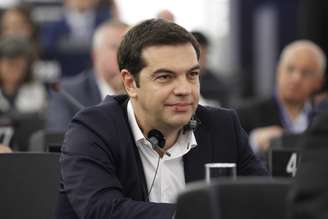 Alexis Tsipras, primeiro-ministro da Grécia, em plenário do Parlamento Europeu