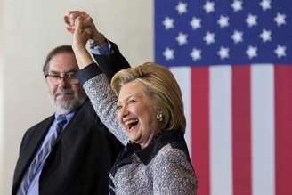 A  candidata presidencial democrata Hillary Clinton durante campanha em Pittsburgh