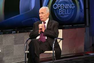Na imagem de outubro de 2014, o ex-presidente de Israel, Shimon Peres, em entrevista para TV Fox News em Nova York.