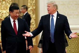 Presidente dos Estados Unidos, Donald Trump, e presidente da China, Xi Jinping, durante evento em Pequim 09/11/2017 REUTERS/Jonathan Ernst