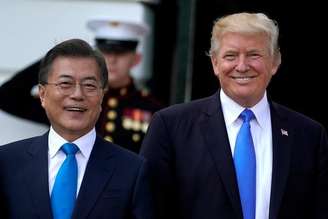Presidente dos Estados Unidos, Donald Trump, e presidente da Coreia do Sul, Moon Jae-in, na Casa Branca, em Washington 29/06/2017 REUTERS/Carlos Barria