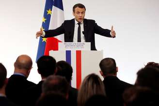 Presidente da França, Emmanuel Macron, durante discurso para produtores rurais em Paris 22/02/2018 REUTERS/Etienne Laurent