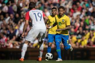 Neymar durante jogo amistoso entre Brasil x Croacia realizado no estadio de Anfield, em Liverpool