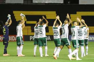 Jogadores do Palmeiras aplaudem a torcida