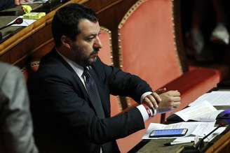 Matteo Salvini durante audiência no Parlamento da Itália