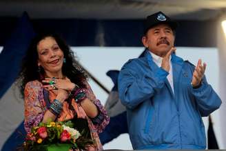 Rosario Murillo e Daniel Ortega em Managua
 13/10/2018  REUTERS/Oswaldo Rivas 