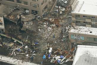 Imagem aérea de local onde houve explosão em Sapporo, no Japão 17/12/2018
Kyodo/via Reuters