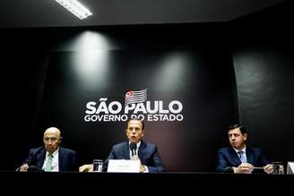 O governador do Estado de São Paulo, João Doria, concede coletiva à imprensa