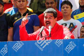 Presidente da Venezuela, Nicolás Maduro durante discurso em Caracas no sábado (23/02/2019)