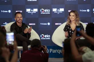Sandy e Junior durante entrevista coletiva nesta quarta-feira (13), no Allianz Parque, em São Paulo (SP)