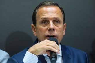 O governador de São Paulo João Doria, durante reunião com os prefeitos do Grande ABC e prefeito de São Paulo, Bruno Covas, para discutir medidas preventivas e de atendimento a população vítima das chuvas e inundações