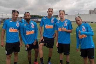 Roni, Marquinhos, João Vitor, Piton e Janderson em treino do Timão (Foto: Daniel Augusto Jr/Agência Corinthians)
