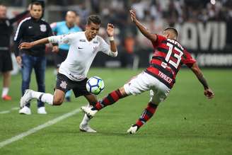 Lance durante a partida entre Corinthians e Flamengo, válida pela Semifinal da Copa do Brasil 2018, na Arena Corinthians, em São Paulo 