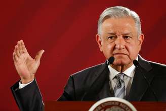 Presidente mexicano, Andrés Manuel López Obrador, durante coletiva de imprensa no Palácio Nacional, na Cidade do México
04/06/2019
REUTERS/Gustavo Graf