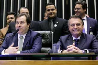 Deputado Rodrigo Maia e Bolsonaro na Câmara dos Deputados
