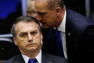 Presidente Jair Bolsonaro e ministro Onyx Lorenzoni na Câmara dos Deputados
10/07/2019
REUTERS/Adriano Machado