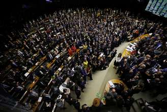A general view of the plenary chamber of deputies during a session to vote on the pension reform bill in Brasilia, Brazil July 10, 2019. REUTERS/Adriano Machado