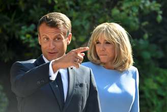 Presidente Emmanuel Macron e sua esposa, Brigitte Macron