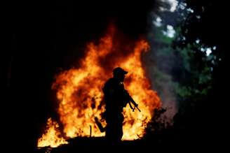 Caminhões carregados com árvores são queimados por agentes do Ibama durante operação de combate ao desmatamento ilegal em Novo Progresso, no Pará
11/11/2016
REUTERS/Ueslei Marcelino