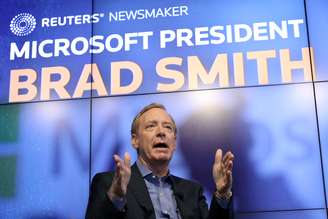 Presidente da Microsoft, Brad Smith, durante evento da Reuters em Nova York 
13/09/2019
REUTERS/Gary He