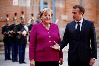 Presidente francês, Emmanuel Macron, e chanceler alemã, Angela Merkel, em Toulouse
16/10/2019
REUTERS/Regis Duvignau