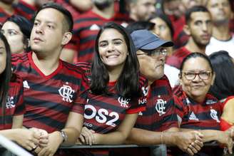 Torcida do Flamengo antes da partida entre Fortaleza e Flamengo, válida pelo Campeonato Brasileiro 2019 na Arena Castelão em Fortaleza (CE),