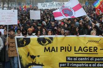 Manifestação contra decretos de Matteo Salvini em Milão, 1º de dezembro de 2018