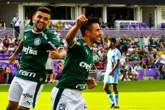 Willian Bigode comemora gol pelo Palmeiras contra o New York City, pelo torneio da Flórida