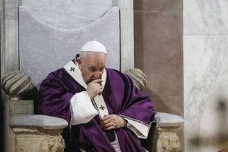 Papa Francisco durante missa da Quarta-Feira de Cinzas, em 26 de fevereiro