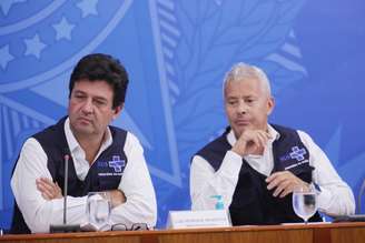 O Ministro da Saúde Henrique Mandetta e João Gabbardo, durante coletiva de imprensa no Palácio do Planalto, em Brasília/DF