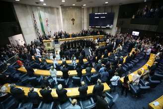 Brasil, São Paulo, SP, 01/01/2017. Diplomação dos novos vereadores e do Prefeito João Doria na Câmara de Vereadores de São Paulo, região central da cidade.