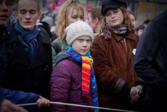 Greta Thunberg em manifestação em Bruxelas, em 6 de março
